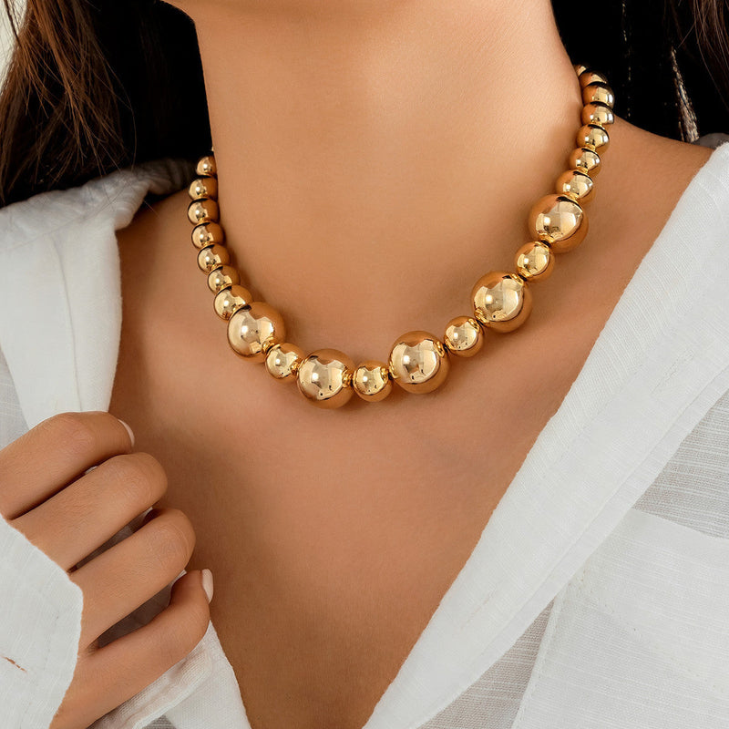 Punk Large Beads Short Necklaces