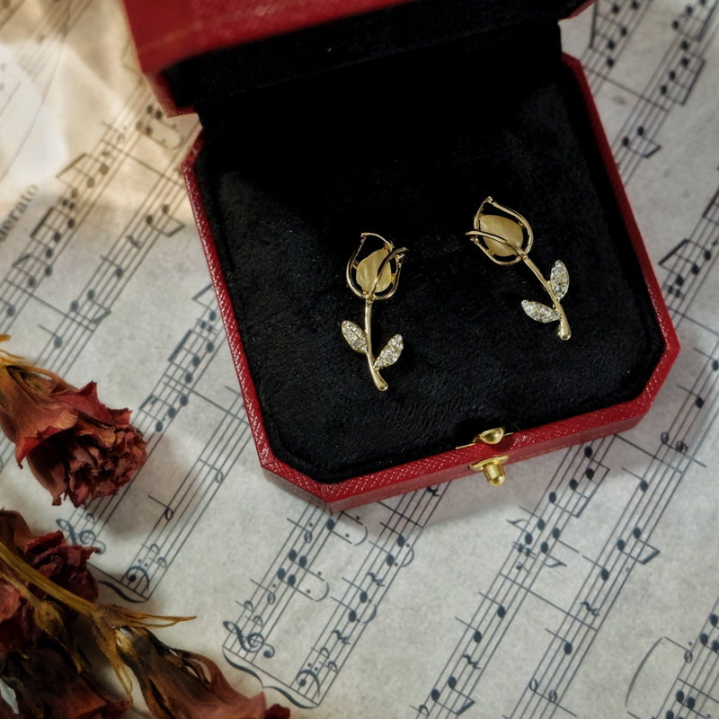 Opal Tulip Flower Earrings