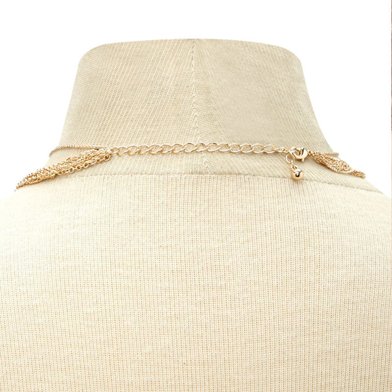 Multi Layer Tassel Metal Collarbone Chain Necklace