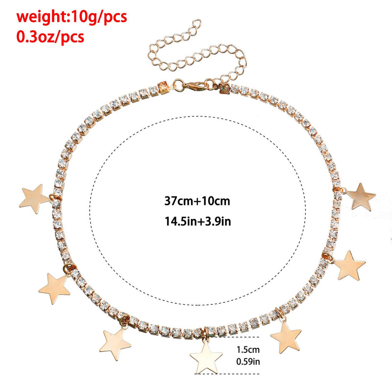 Tennis Chain Necklace Star Charm