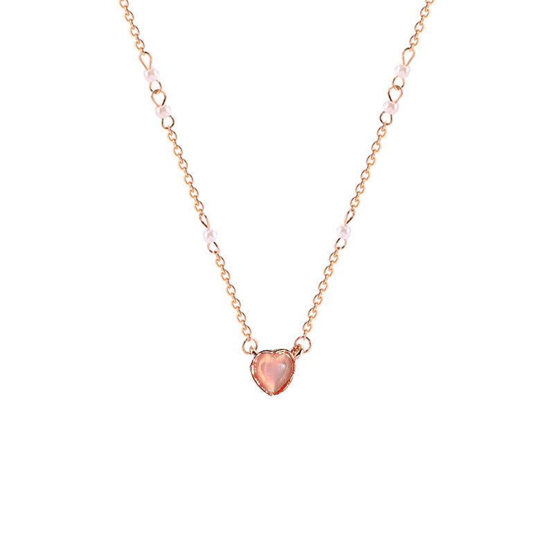 Classic pink Heart Pendant Necklace Women Jewelry