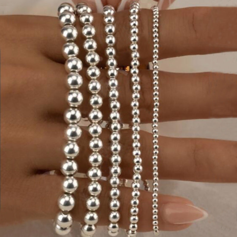 Metallic round beads layer bracelet