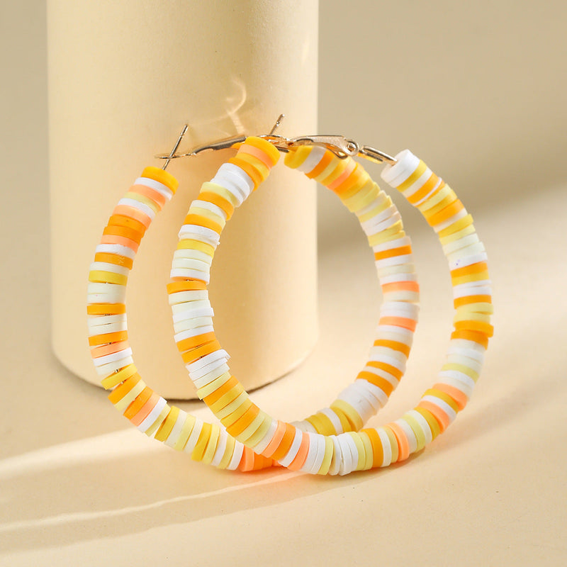 Bohemian Circle Hoop Polymer Clay Earrings