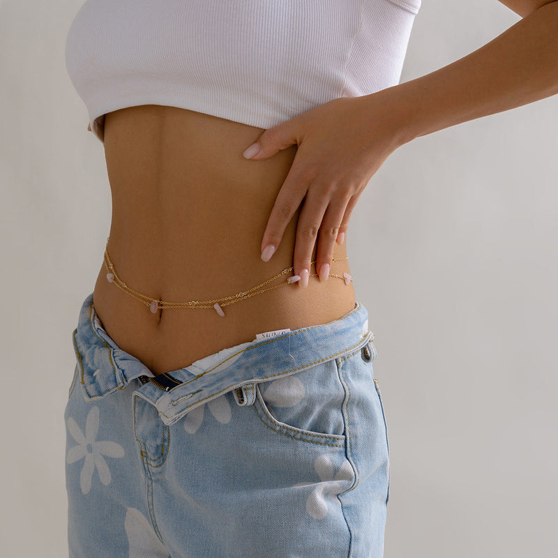 Sexy Simple Beach Style Color Stone Bead Waist Chain