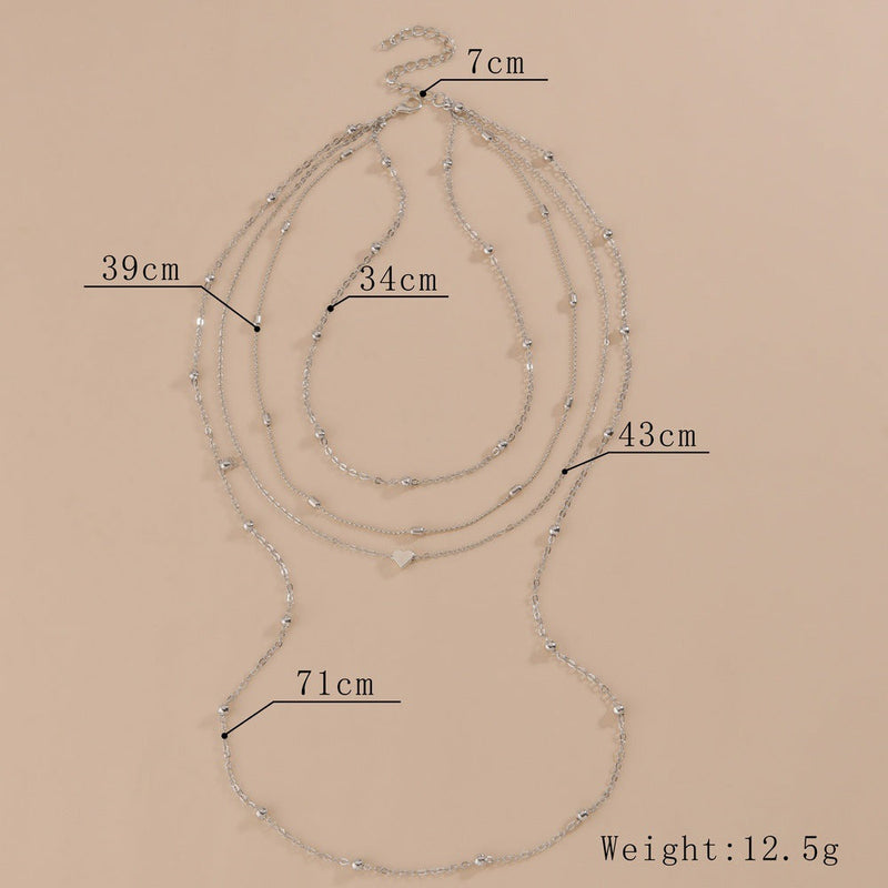 Fashion Jewelry Heart Pendant Chain Layered Set Necklace