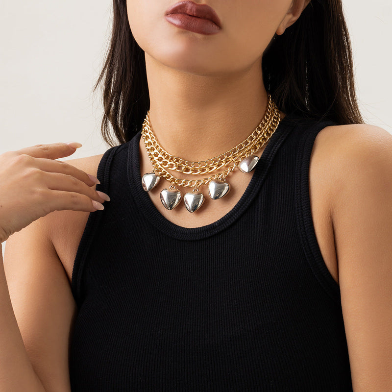 Big Peach Heart Pendant Necklace