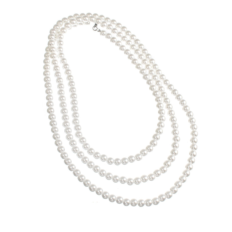Layer Long Round Pearl Chain Pearl Necklace