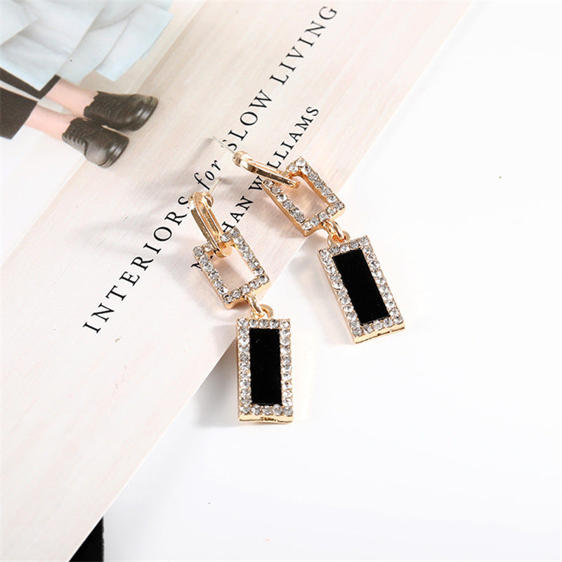Geometric Long Earrings Rhinestone