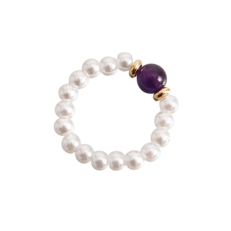 Elastic Beaded Pearl Finger Rings