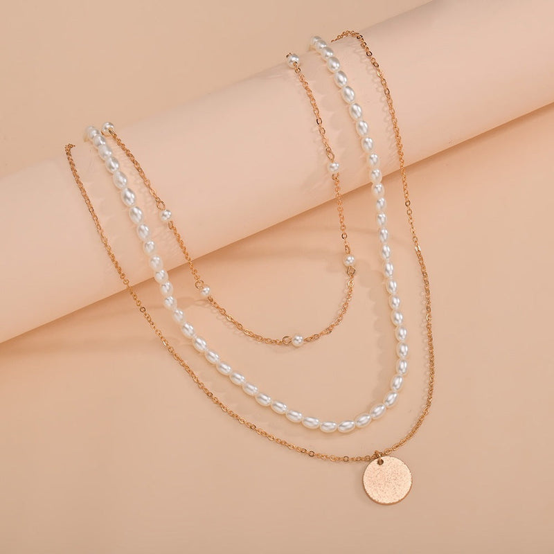 Multi-layer Layered Pearl Necklace Women Pendant