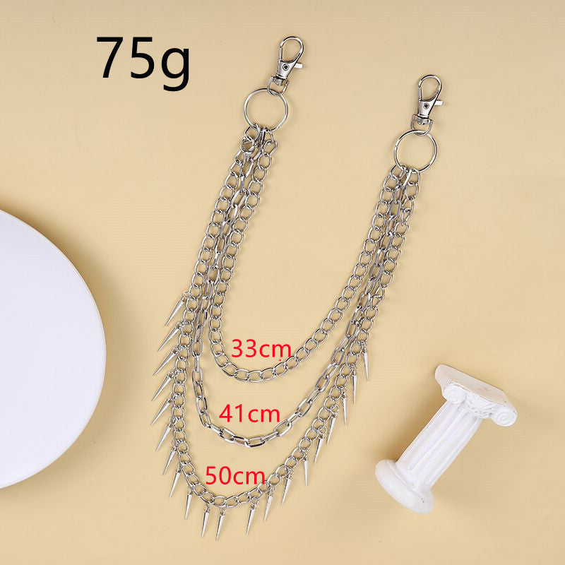 Punk Metal Rivets Pants Chain Multi-layer Waist Chain