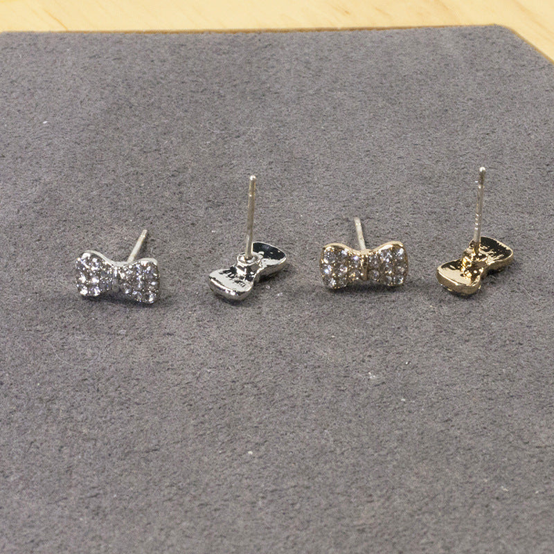 Crystal Rhinestone Bow Knot Stud Earrings