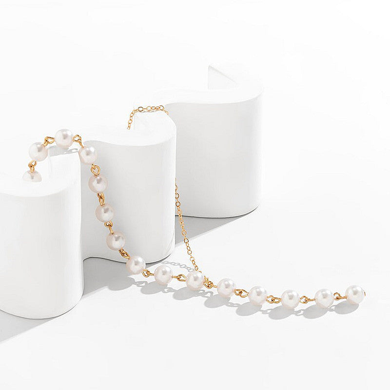 Pearl Beads Tassels Chains Necklace