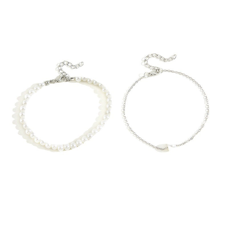 Round Imitation Pearl Chain Anklet Jewelry