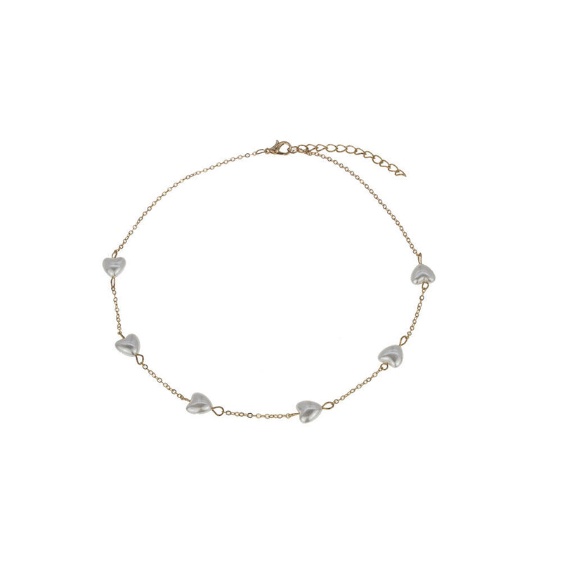 Gothic Baroque Pearl Heart Choker Necklace