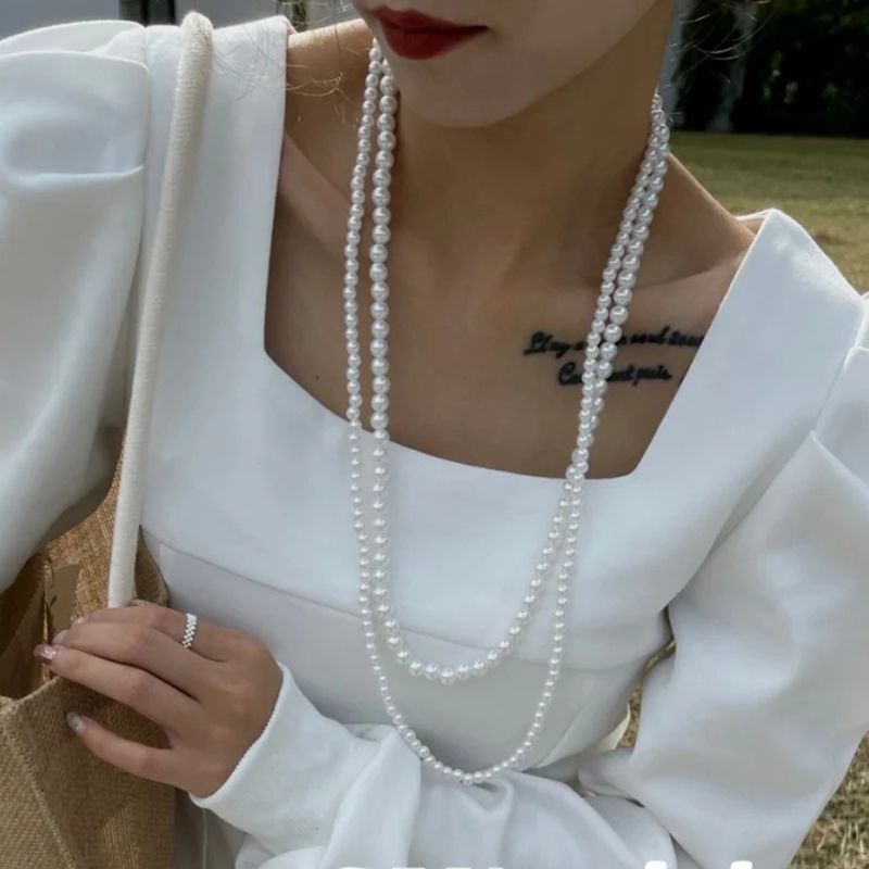 Multilayer Strand Simulated Faux Pearl Necklace