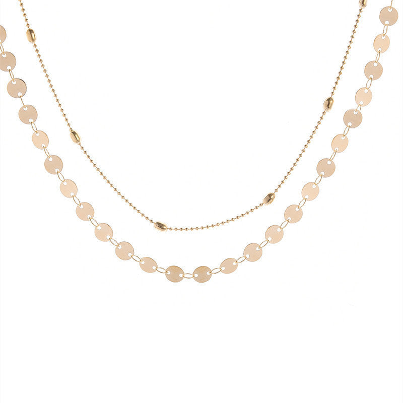 Women Charm Choker Necklace Double Layer