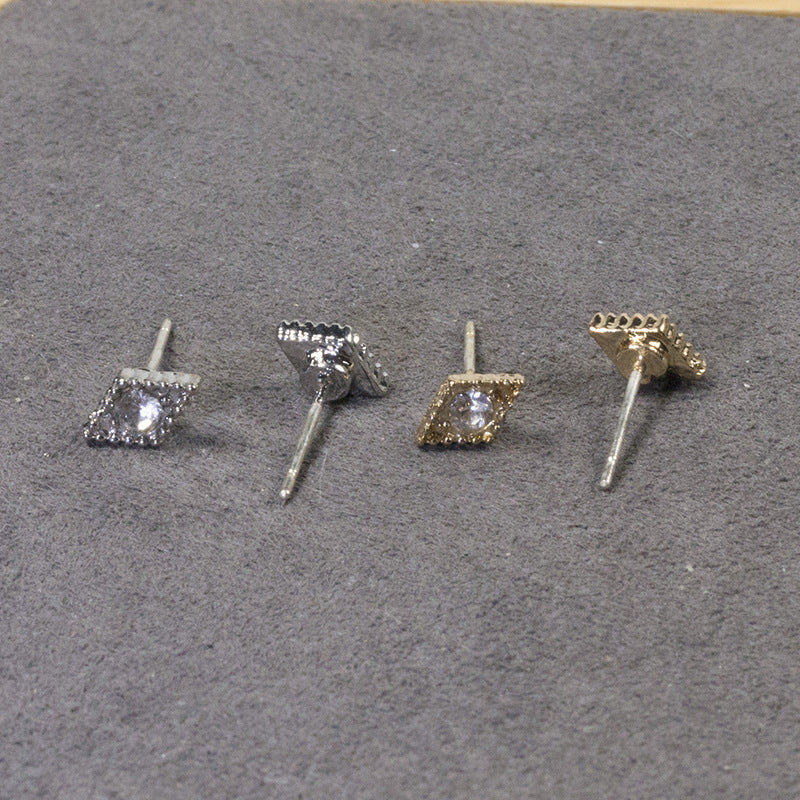 Geometric lozenge mini stud earring