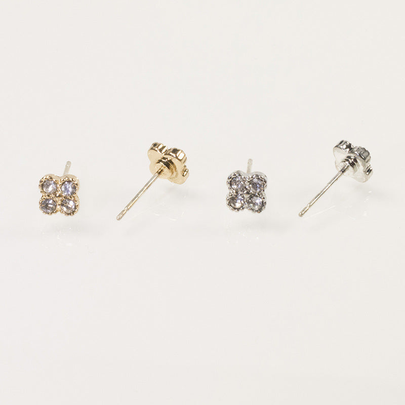Four Clover Rhinestone Stud Earrings