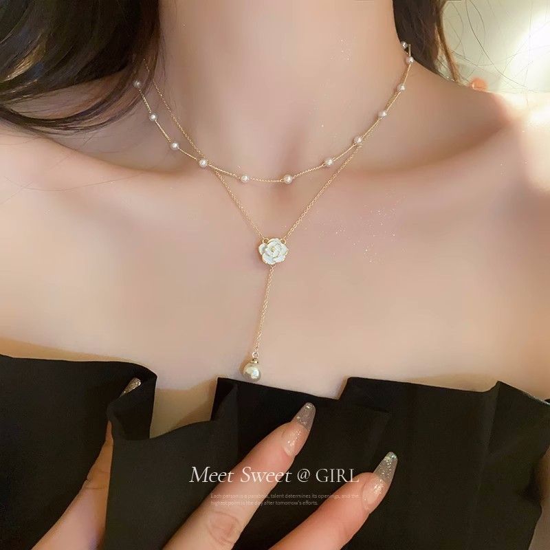 Pearl Camellia Necklace Women