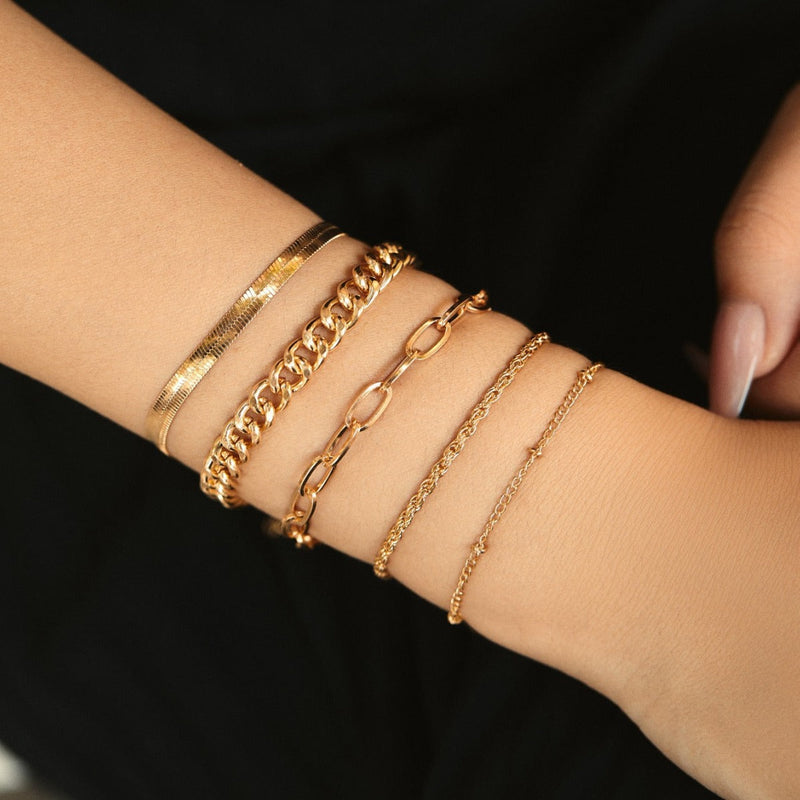 Flat Snake Twist Chain Bracelet Set