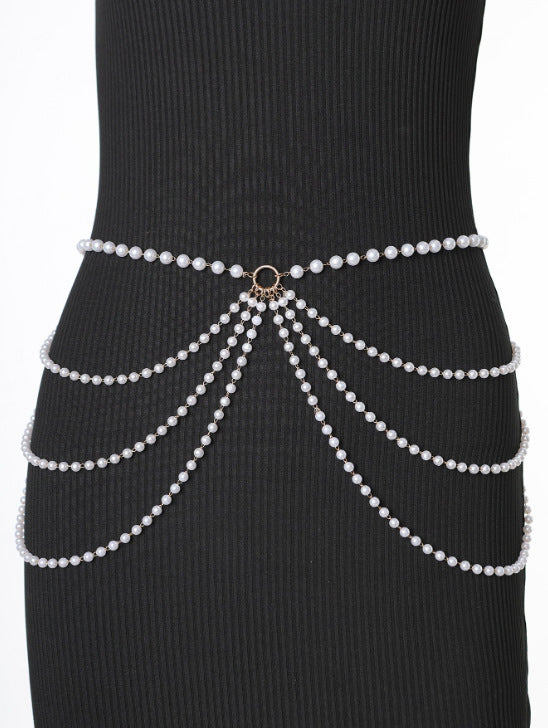 Multilayer Pearl Waist Chains
