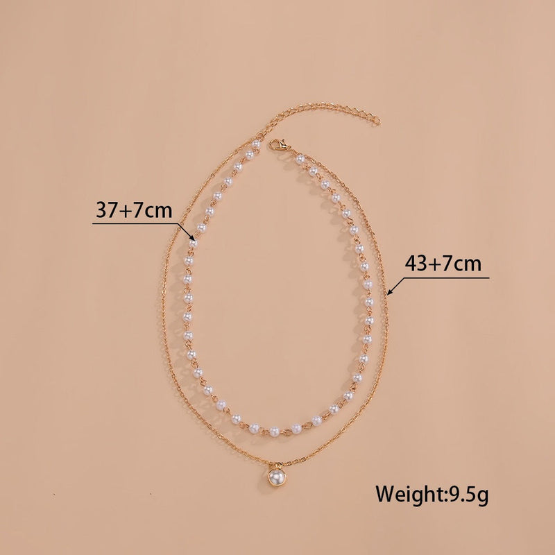 Chain Pearl Necklace for Women Baroque Metal