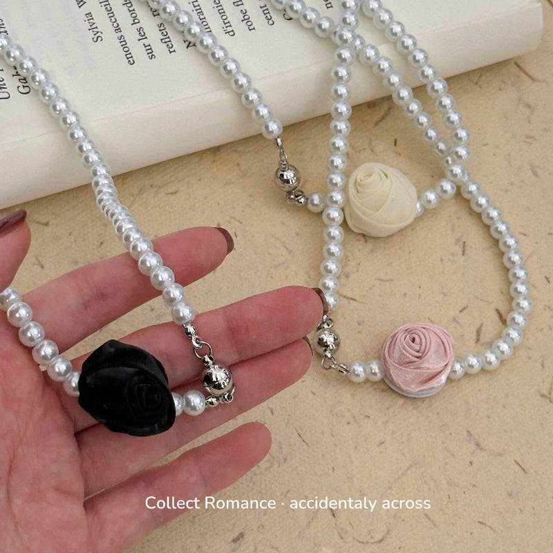 Fashion Rose Flower Pearl Necklace