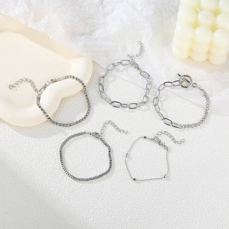 Classic Round Rhinestone Chain Buckle Bracelet