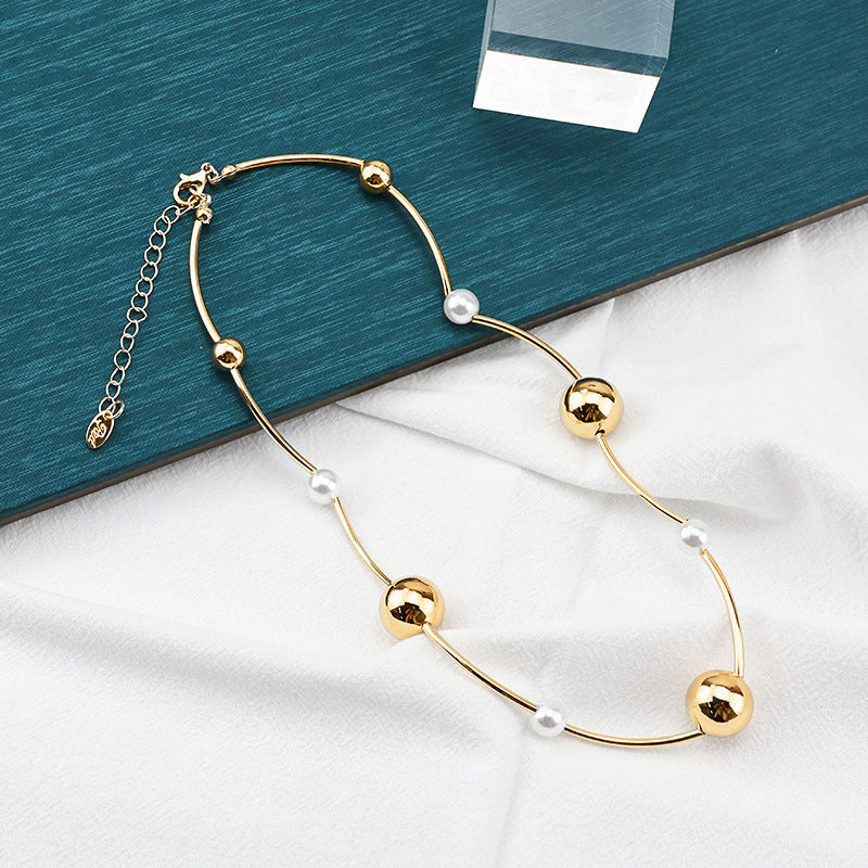 Simple Colorblock Ball Chain Necklace