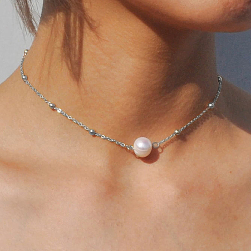Pearl Choker Chain Necklace