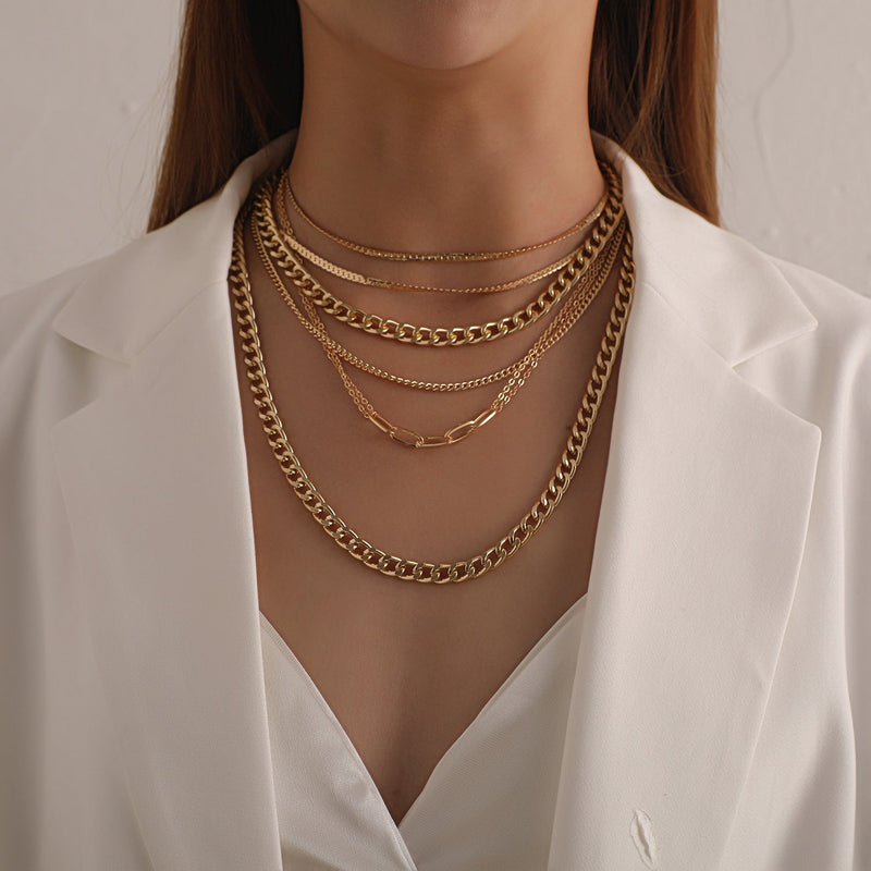 Cute Layered Chain Choker Necklace Set