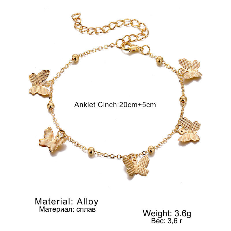 Women Summer Beach Butterfly Charm Anklets Jewelry