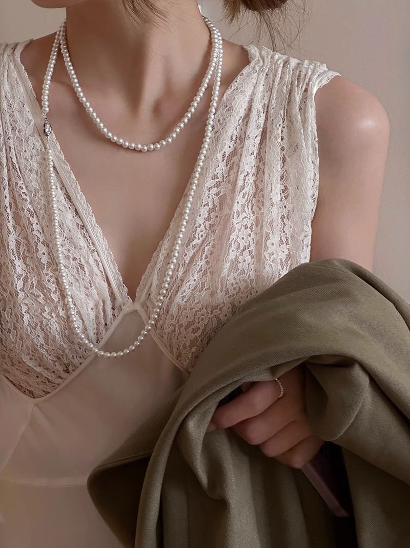 Long Pearl Necklace Costume Pearl Jewelry