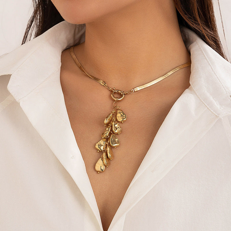 Snake Chain Necklace Retro Pearl Tassel