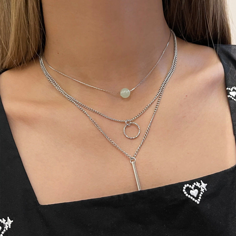 Classic Layer Necklace Set Bar Pendant Women