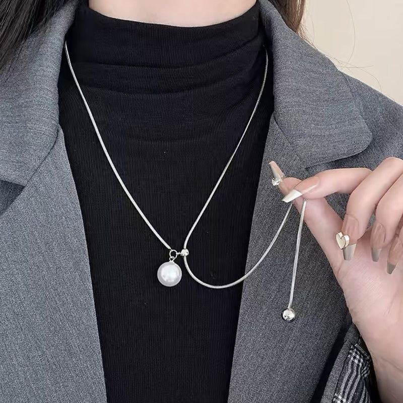 Single Pearl Drawstring Necklace