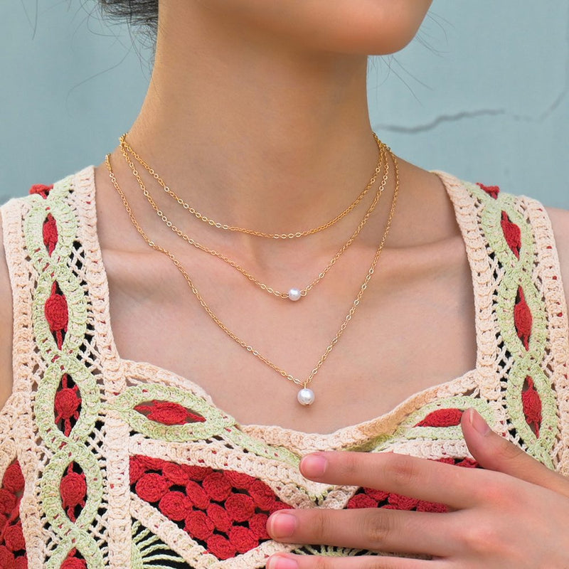 Beaded Three-layer Pearl Necklace