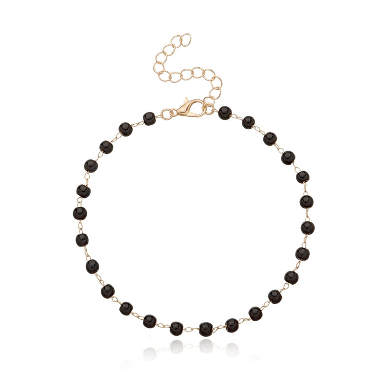 Foot Chain Black Beaded Anklet Bracelet