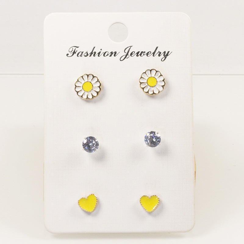 Daisy flower stud earrings set