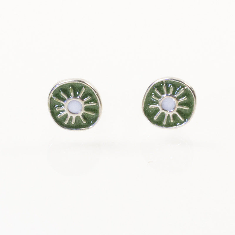 Enamel kiwi MIni Stud Earring