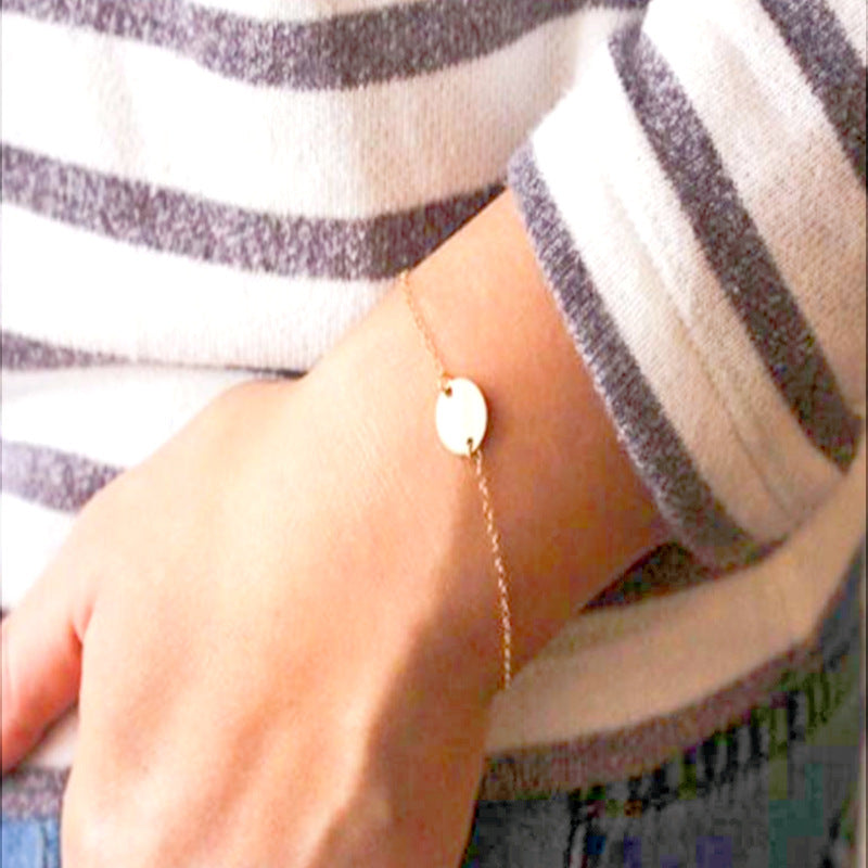 Round Disc Charm Link Chain Bracelet