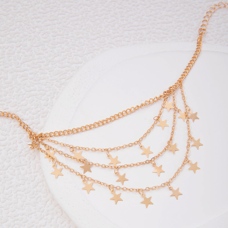 Double Layer Anklet Chain Star Tassel Chain Anklet Jewelry