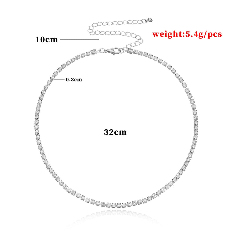 Dainty Rhinestone Tennis Chain Necklace