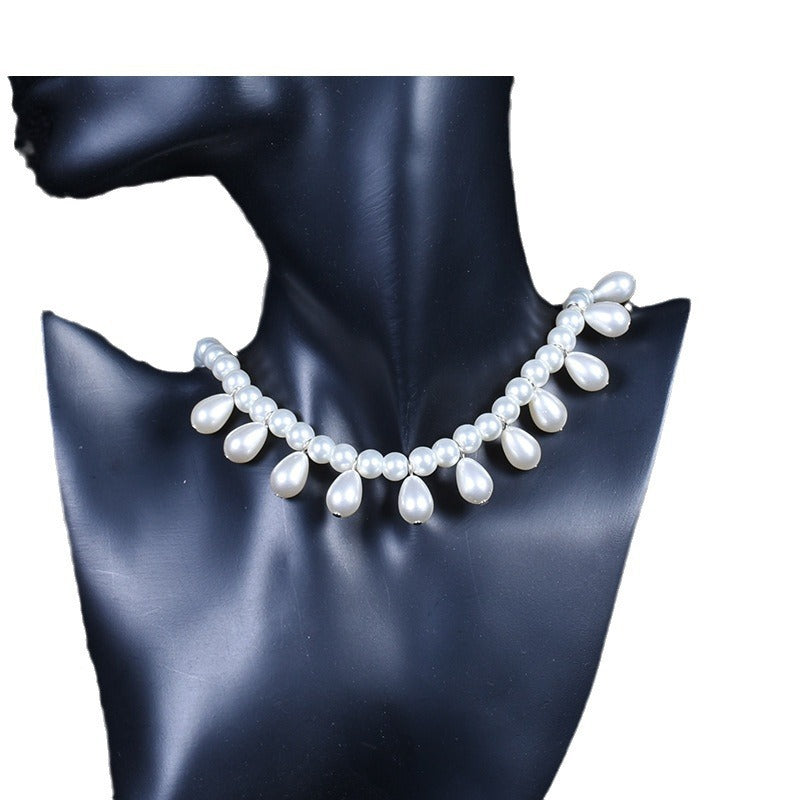 Women Faux Pearl Tassel Necklace