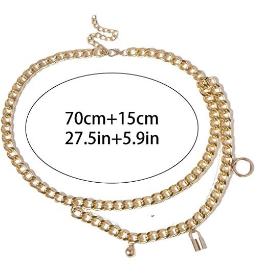 Chunky Body Chain Geometric Tassel Lock Multi Layer Waist Chain