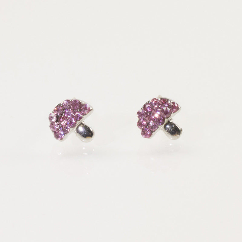 Pink Rhinestone mushroom Earring