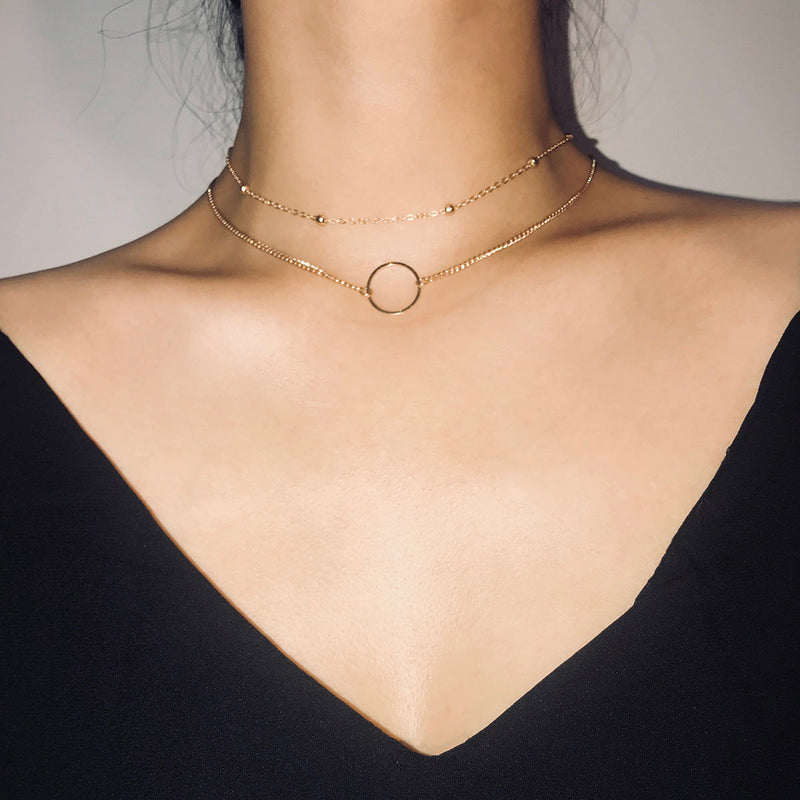 Fashion Choker Necklace Two Layer