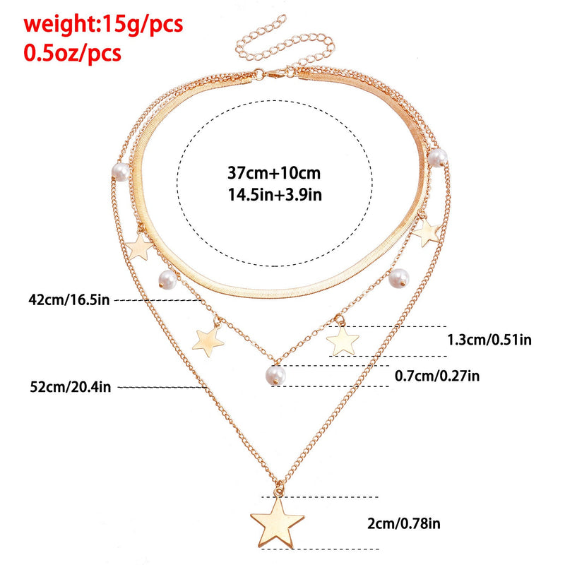 Layer Blade Chain Star Fashion Beaded Necklaces