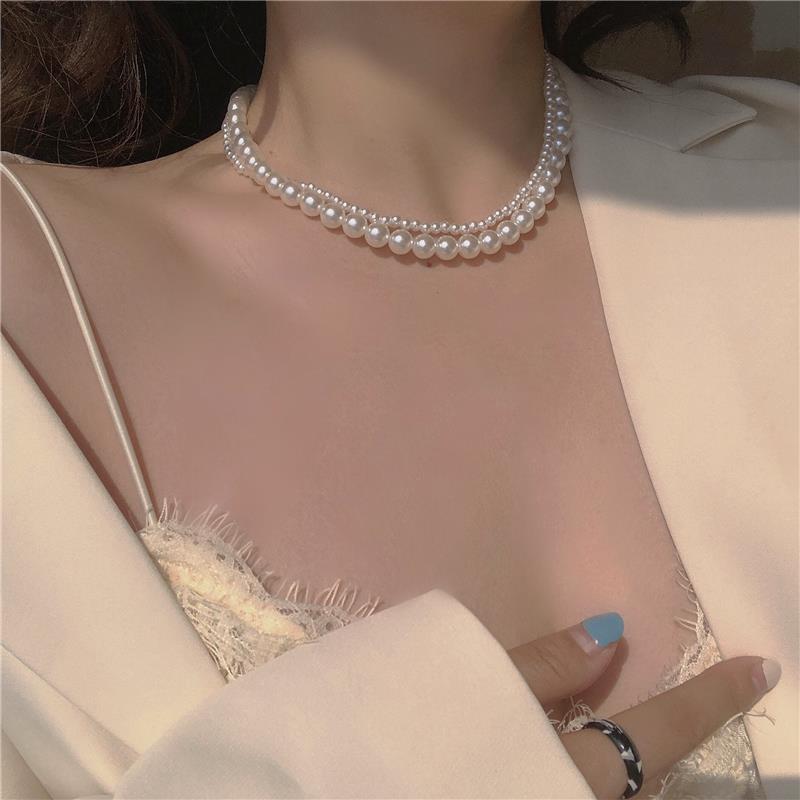 Double Pearl Necklace Court Style Necklace